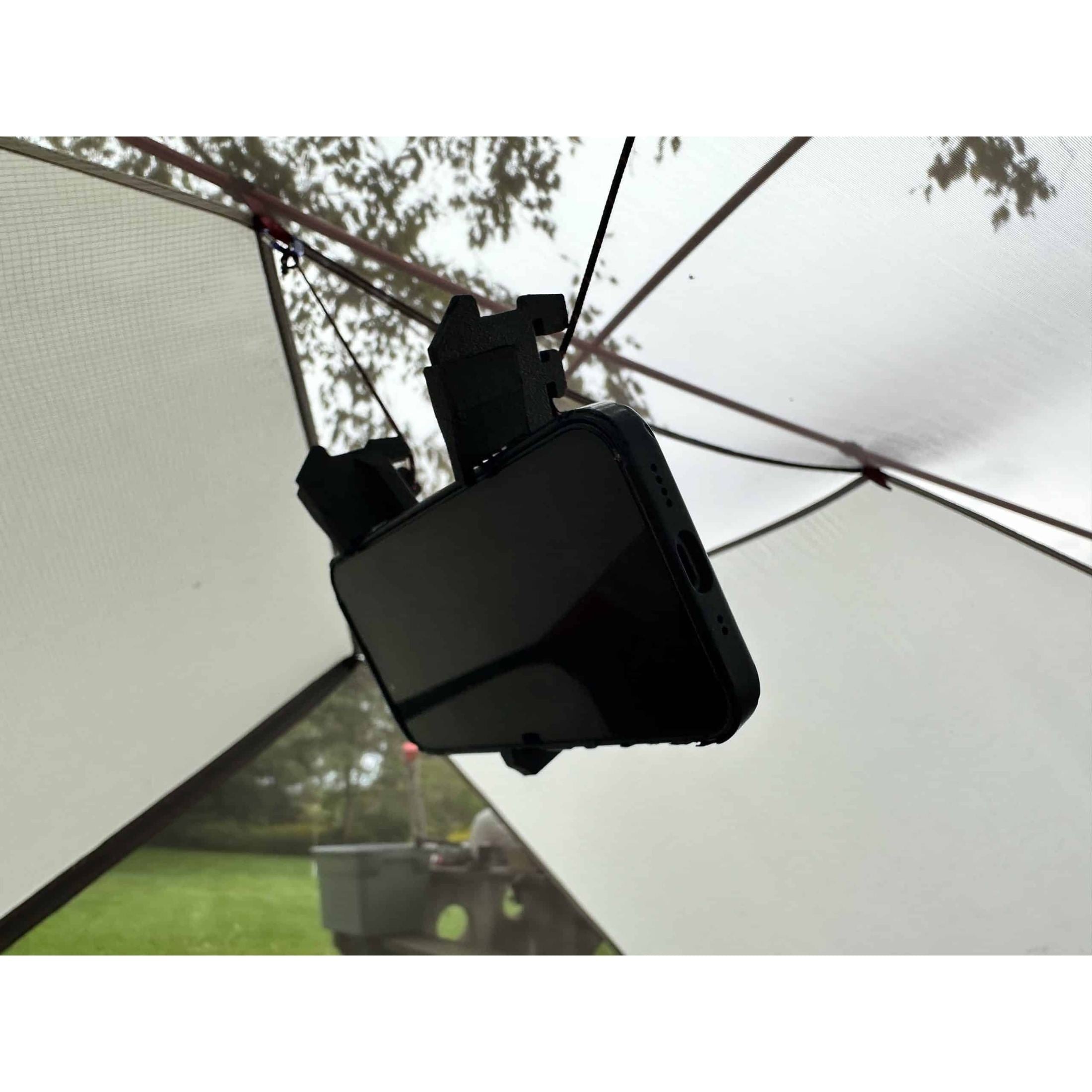 Caveman TV Smartphone Holder Adotec Gear Smartphone Holder Attached Inside Tent for Convenient Access and Use