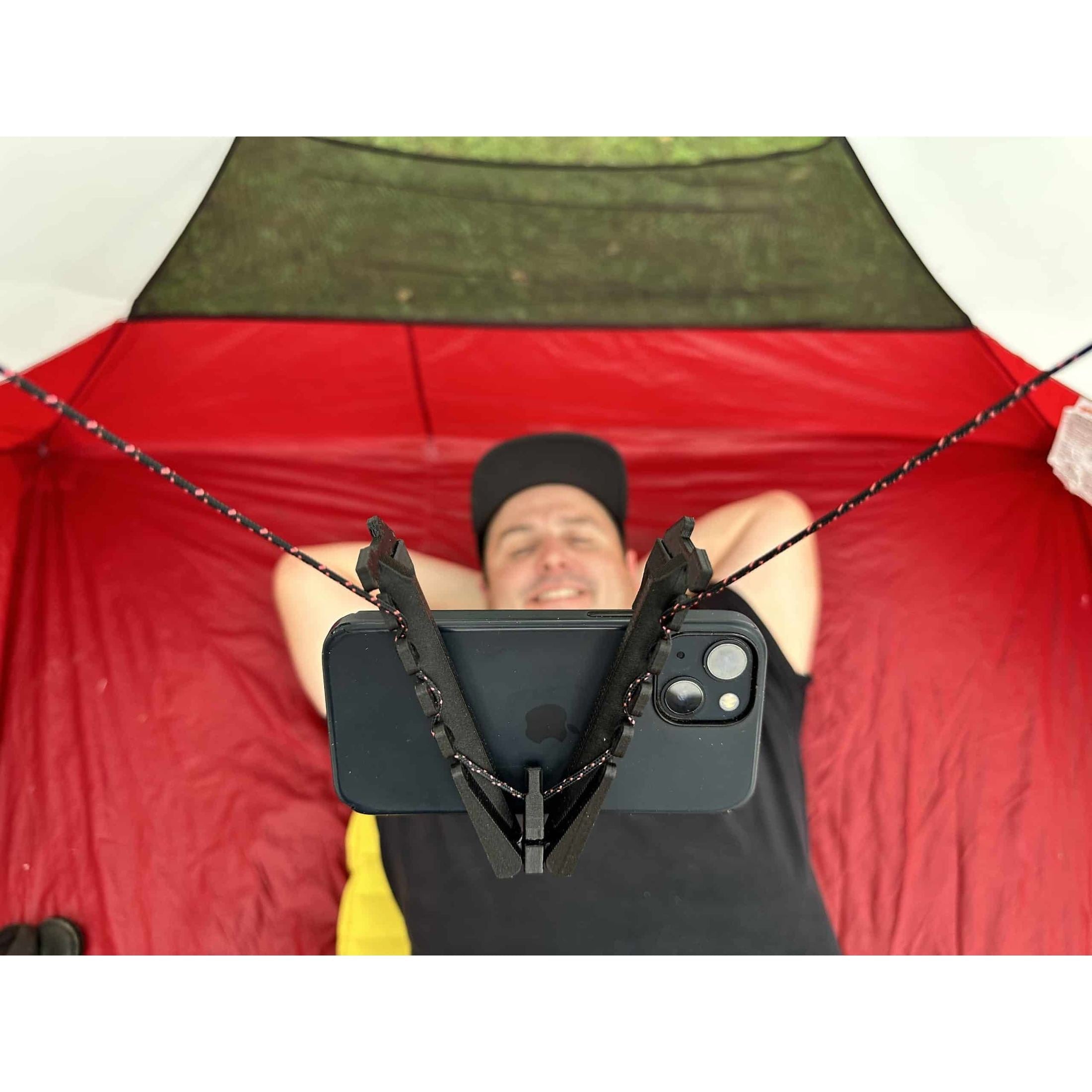 Caveman TV Smartphone Holder Adotec Gear Phone Holder for Tents with Adjustable Clips for Hands-Free Use While Camping