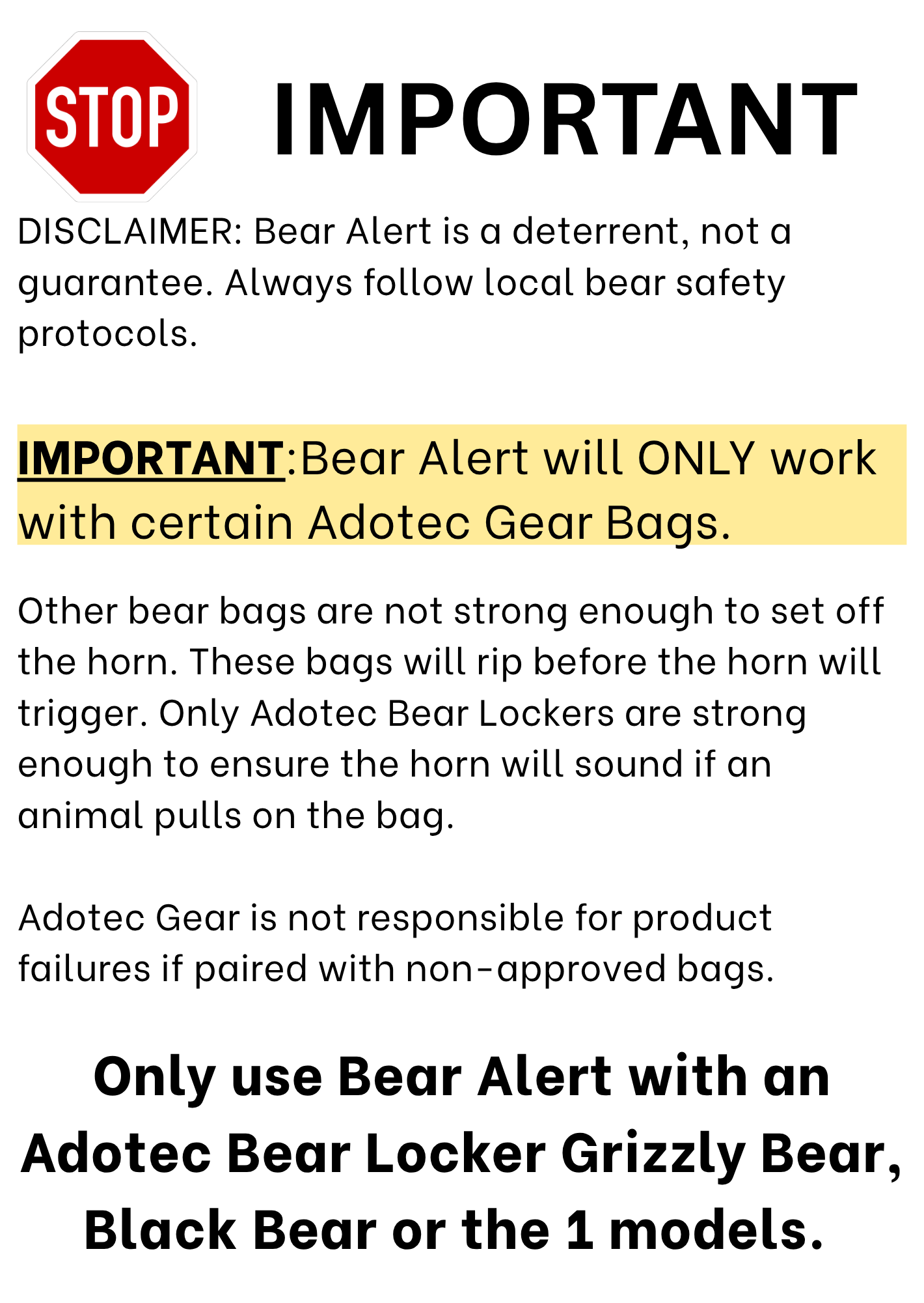 Bear Alert - Weight Activated Bear Horn